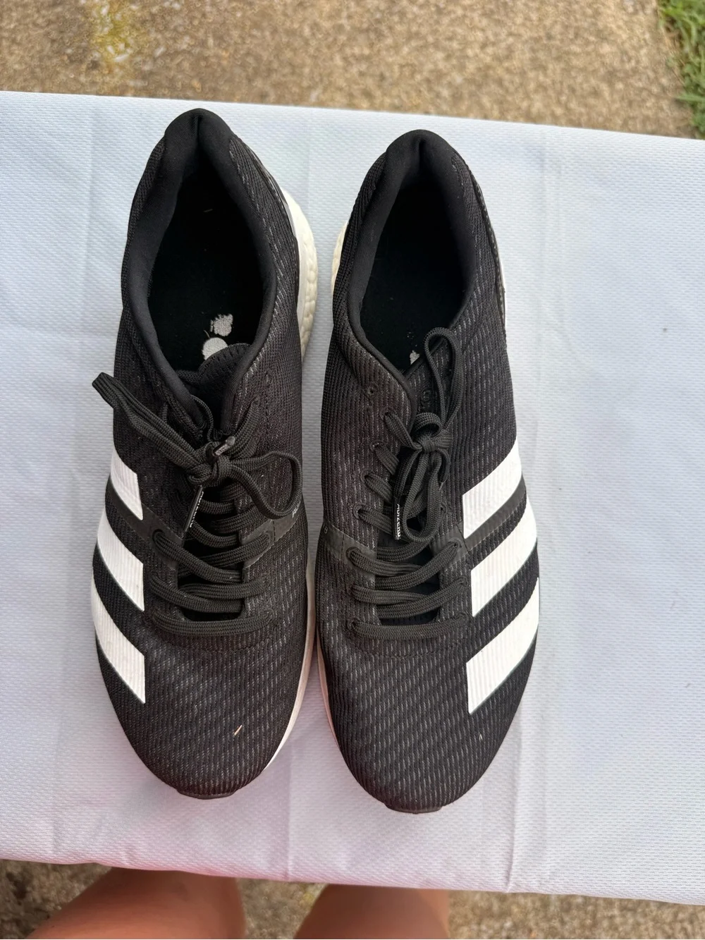 Adidas Adizero Boston 8 — Men’s Black Athletic Sneakers with White Stripes